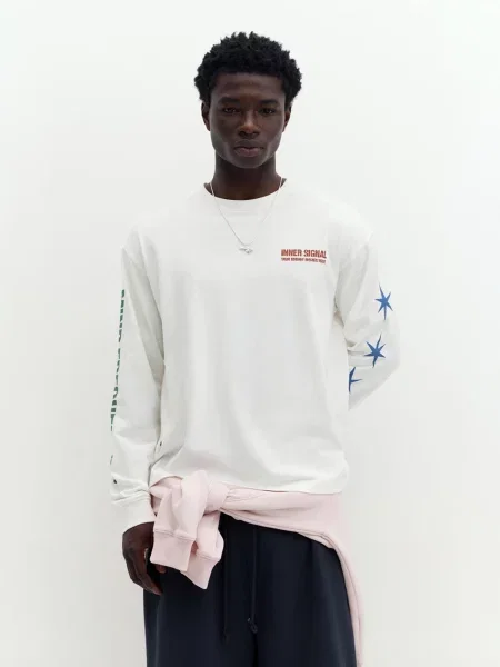 Pull&Bear Tričko STWD modrá / jedľová / červená biela