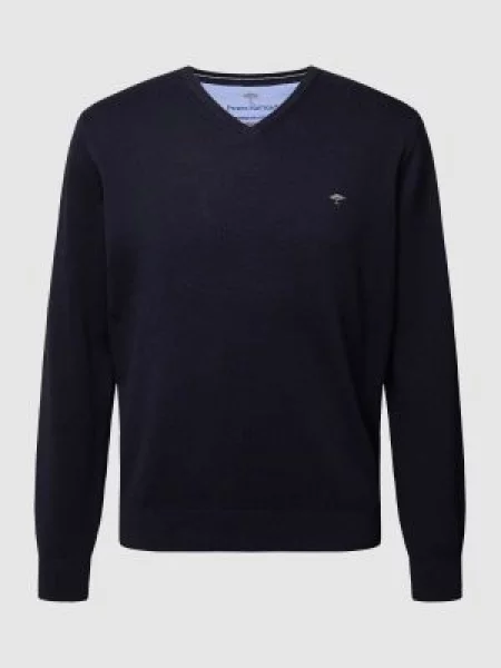 Sweter z dekoltem w serek Fynch-hatton granatowy