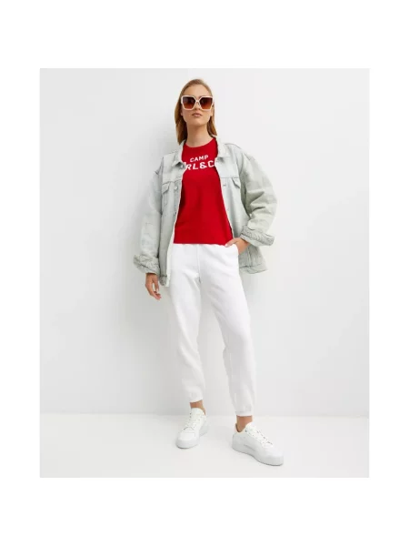 Spodnie dresowe Ralph Lauren polarowe z autografem białe