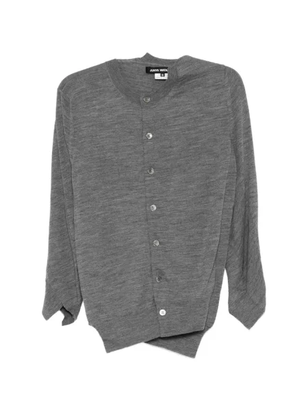 Cardigan Junya Watanabe cu decolteu rotund asimetric gri