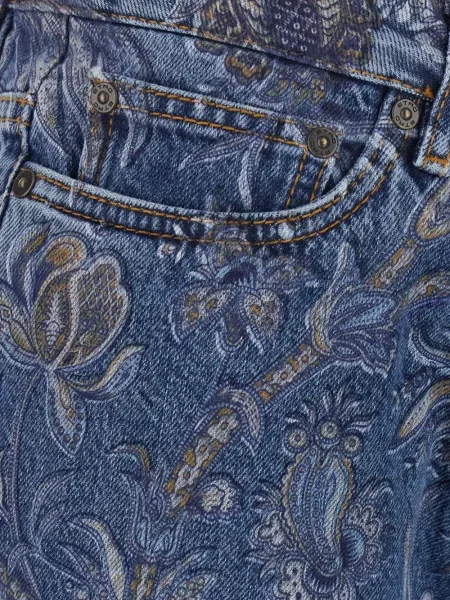Blugi Etro cu model floral cu imagine albastru