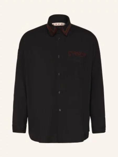 Marni Košile Comfort Fit / tmavě hnědá černá