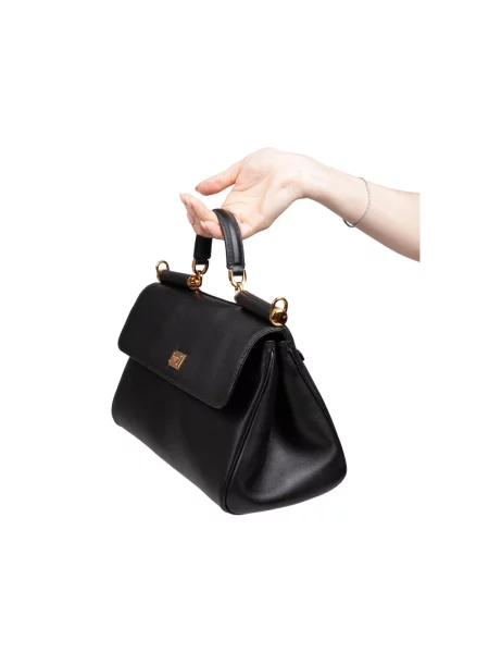 Torebka Dolce And Gabbana skórzana retro czarna