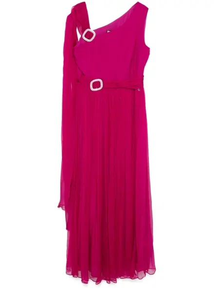 Rochie maxi Nissa de mătase plisată de costum roz