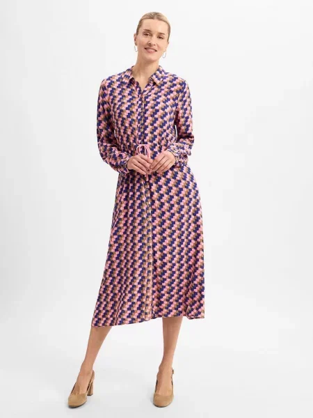 Nümph Sukienka Nuisla Kobiety różowy|niebieski wzorzysty 34 niebieska