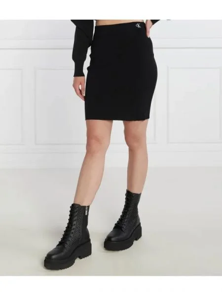 Calvin Klein Jeans Fustă BACK ZIP KNITTED negru