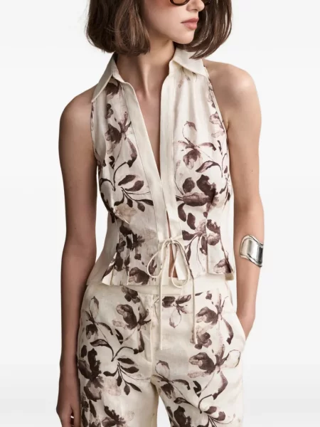Vestă Hevron cu model floral cu imagine
