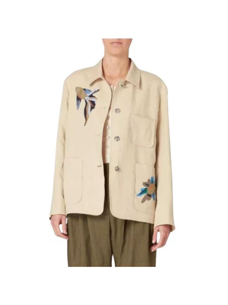 Lniana kurtka Paul Smith beżowa