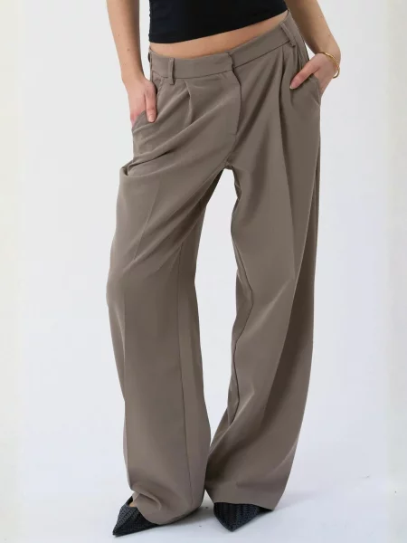 TEESHOPPEN Pantaloni Mila taupe gri