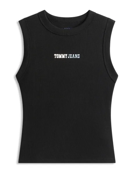 Tommy Jeans Top ESS albastru pastel alb negru