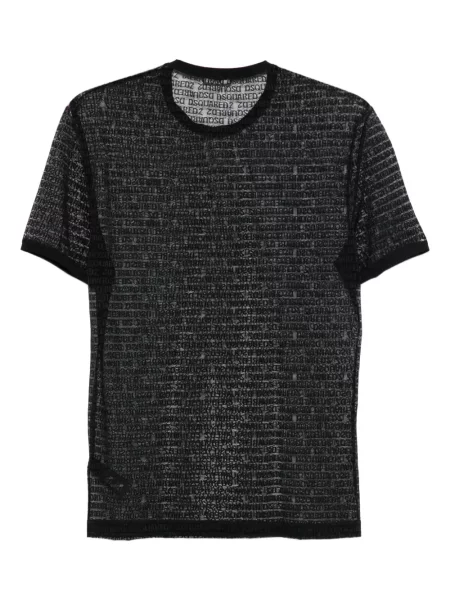 Hálós póló Dsquared2 nyomtatás fekete