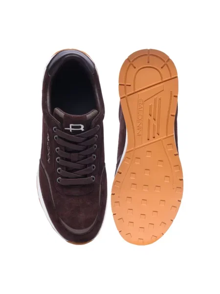 Sneakersy Baldinini zamszowe z logo brązowe