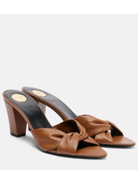 Papuci tip mules Saint Laurent din piele maro