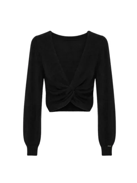 Sweter Twinset z dekoltem w serek czarny
