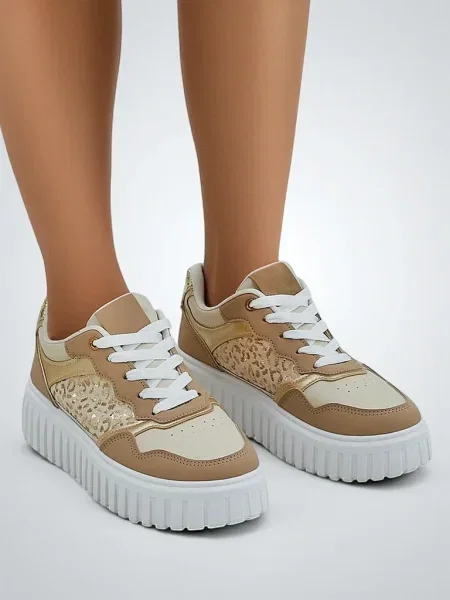 Sneakerși Resti cu platformă alb