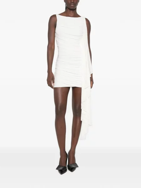Rochie mini Alexander Wang cu volane drapată alb