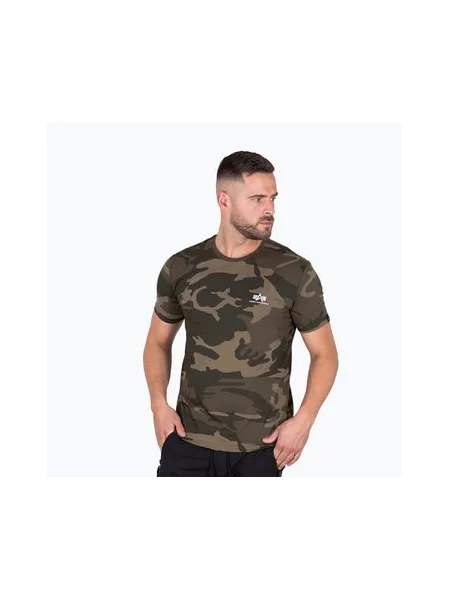 Футболка Alpha Industries Basic Small Logo Camo olive camo зелена