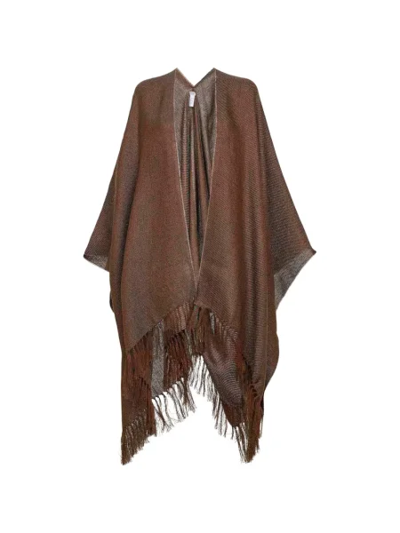 Poncho Brunello Cucinelli cu franjuri maro