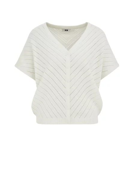 WE Fashion Geacă tricotată murdar alb