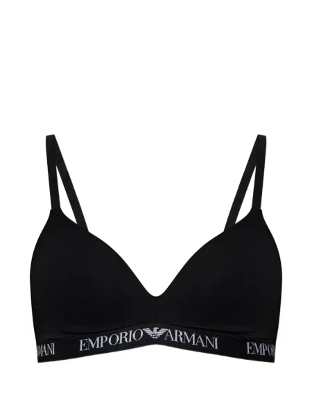 Strečová trojúhelníková podprsenka Emporio Armani s autogramem černá