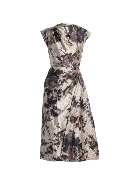 Rochie midi Erdem cu model floral cu imagine drapată