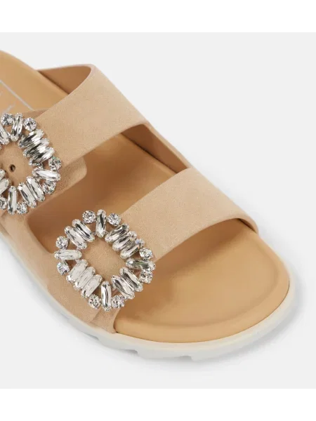 Sandale Roger Vivier din piele de căprioară bej