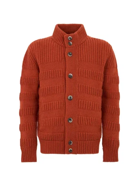 Cardigan Herno din cașmir chunky portocaliu