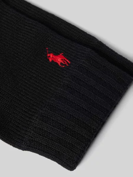 Rękawiczki z palcami z wełny z wyhaftowanym logo Polo Ralph Lauren czarne