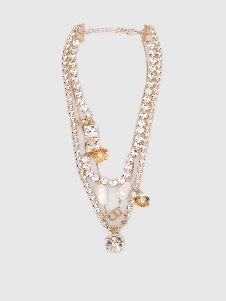 Золотисте багатошарове намисто з кристалами Twinset