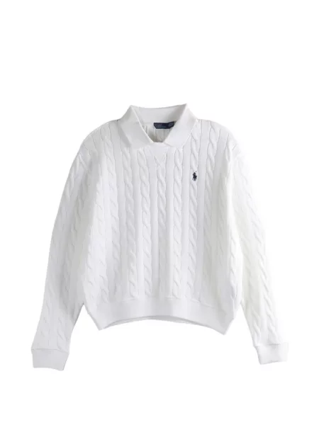Scurt pulover Polo Ralph Lauren din piele de căprioară albastru