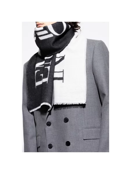 Szal Emporio Armani wełniana z logo czarna