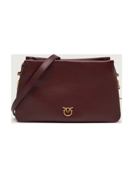 Mini geanta de piele Pinko mini din piele bordo