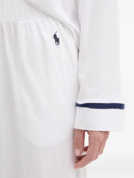 Копринена тениска Polo Ralph Lauren на райета с кръгло деколте бяло