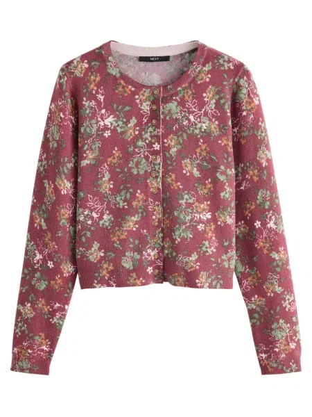 Next Geacă tricotată verde deschis / portocaliu / roșu alb