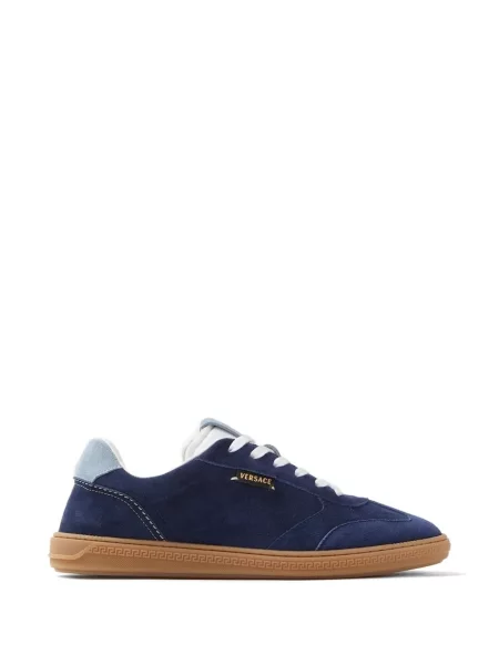 Sneakerși Versace din piele de căprioară cu autograf albastru