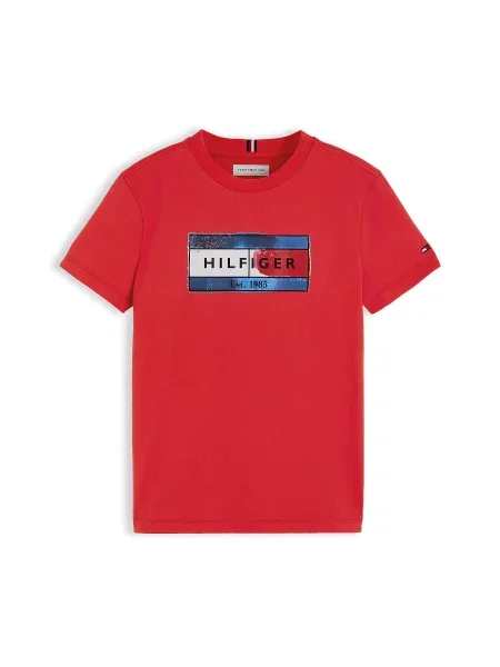 TOMMY HILFIGER Tricou albastru / roșu alb