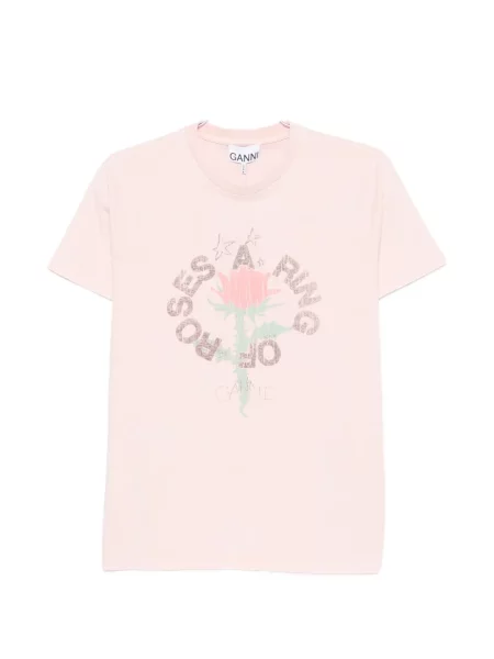 Tricou Ganni cu imagine roz