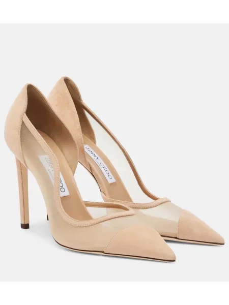 Pantofi cu toc Jimmy Choo din piele de căprioară bej