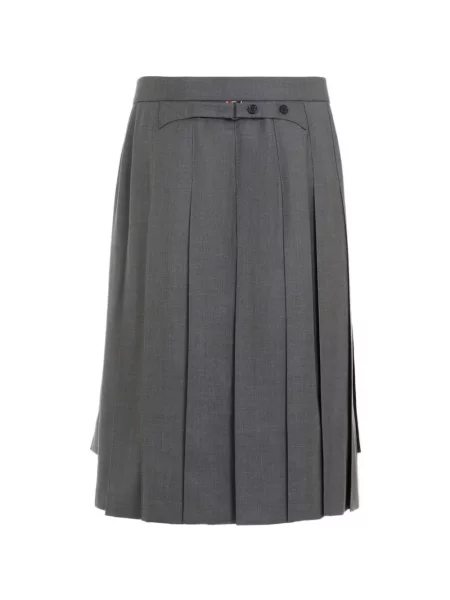 Fustă midi Thom Browne din țesătură twill gri