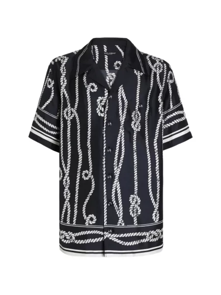 Cămașă Dolce & Gabbana de mătase cu imagine albastru