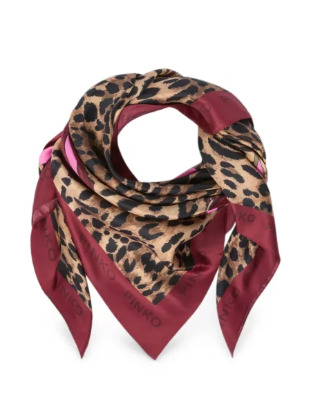 Fular Pinko cu imagine cu model leopard roșu