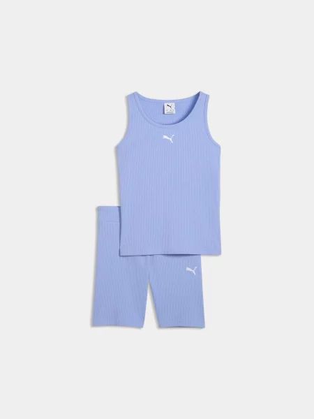Дитячий Спортивний костюм PUMA Ess Elevated Rib Set комбінований верх фіолетовий