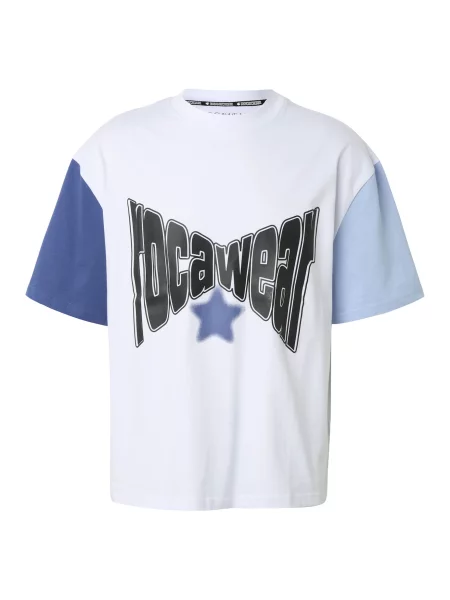 ROCAWEAR Póló Colored galambkék / fekete fehér