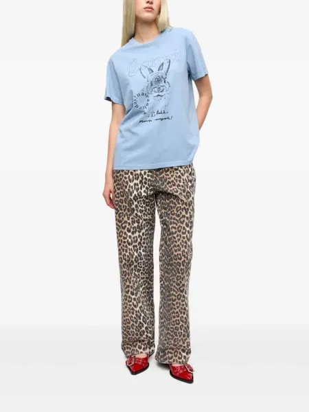 Tricou Ganni cu imagine albastru