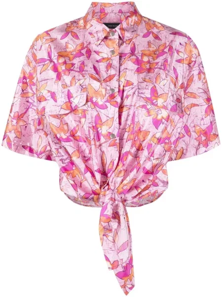 Květinová krátká košile Isabel Marant s potiskem růžová