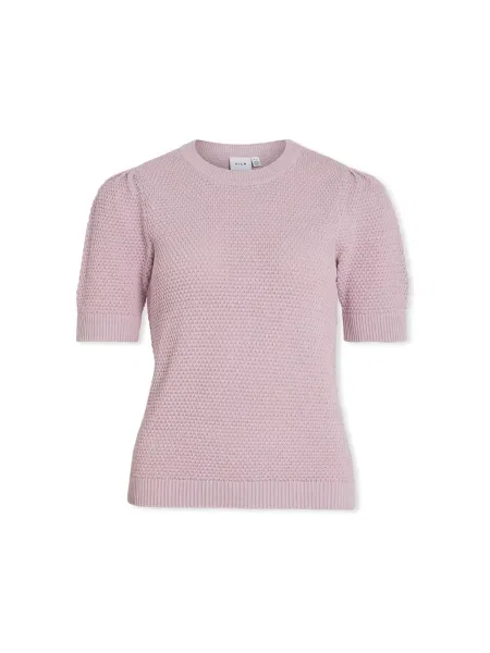 Pulover Vila tricotate roz