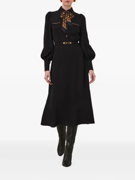 Cu centură rochie midi Zimmermann de mătase negru