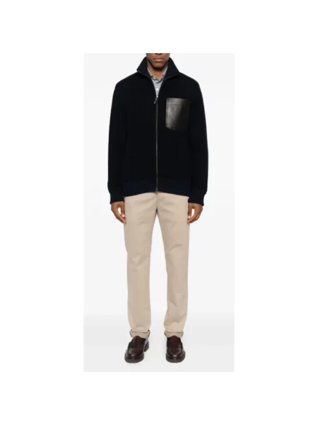 Sweter Brioni skórzany niebieski