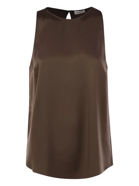 Bluzka Brunello Cucinelli bez rękawów brązowa