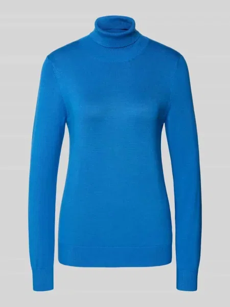 Sweter z golfem o kroju slim fit z mieszanki w imitacji dzianiny Jake*s Casual niebieski